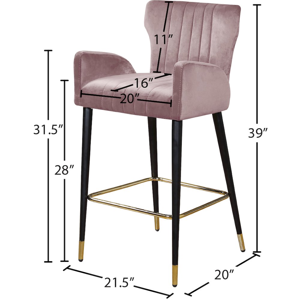 Luxe Pink Velvet Stool, Set of 2