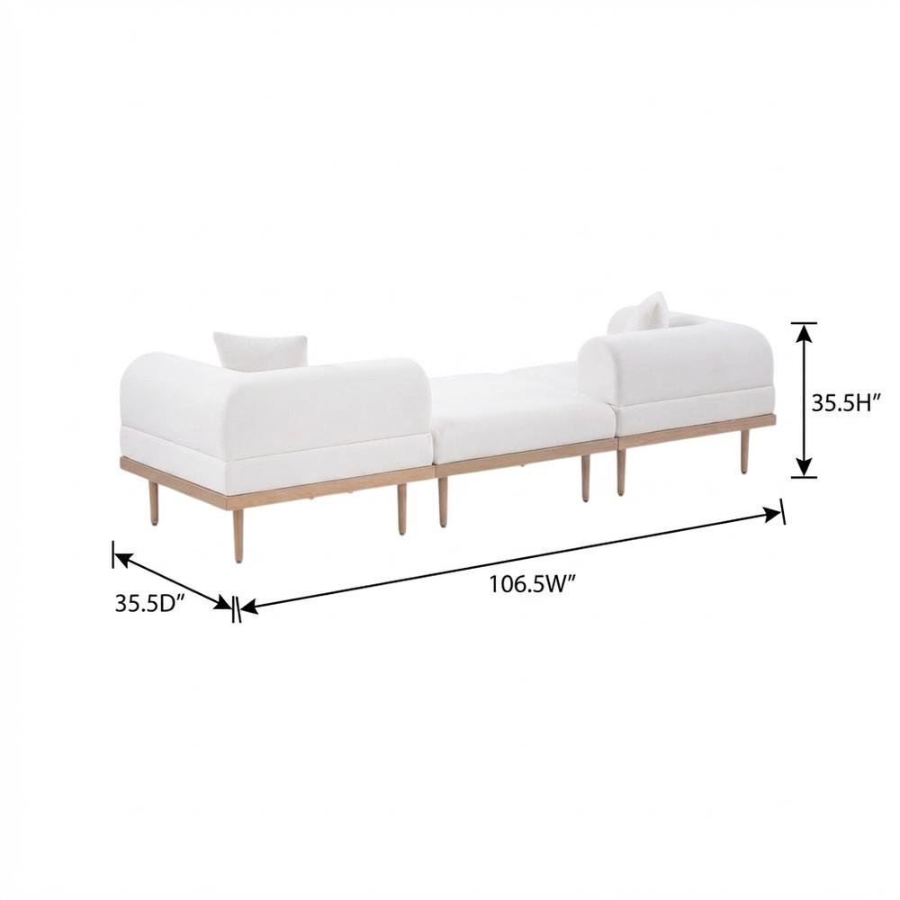 Cream Fabric Modular Outdoor Sofa Set With Cushions And Contemporary Style