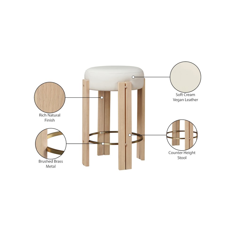 Harrison Cream Vegan Leather Counter Stool