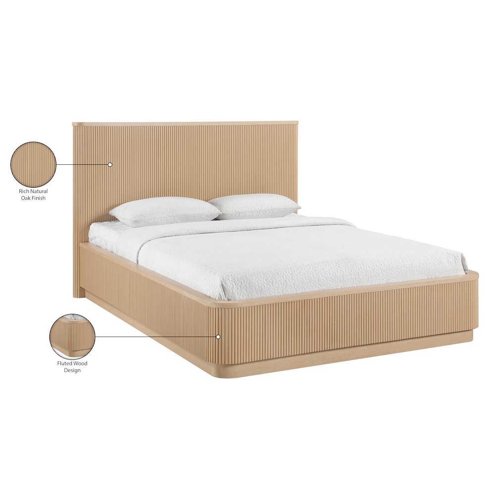 Astrid Natural Solid Wood And Oak Veneer Queen Bed (3 Boxes)