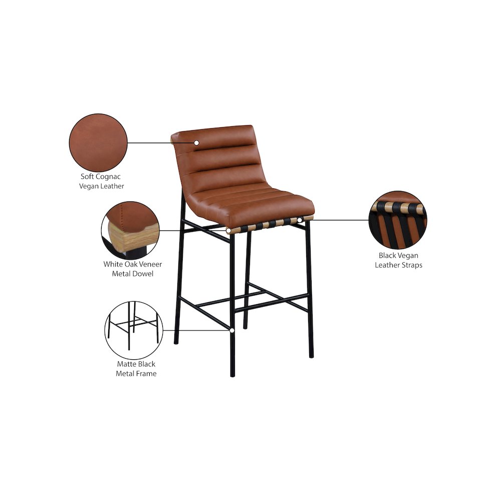 Burke Cognac Vegan Leather Bar Stool