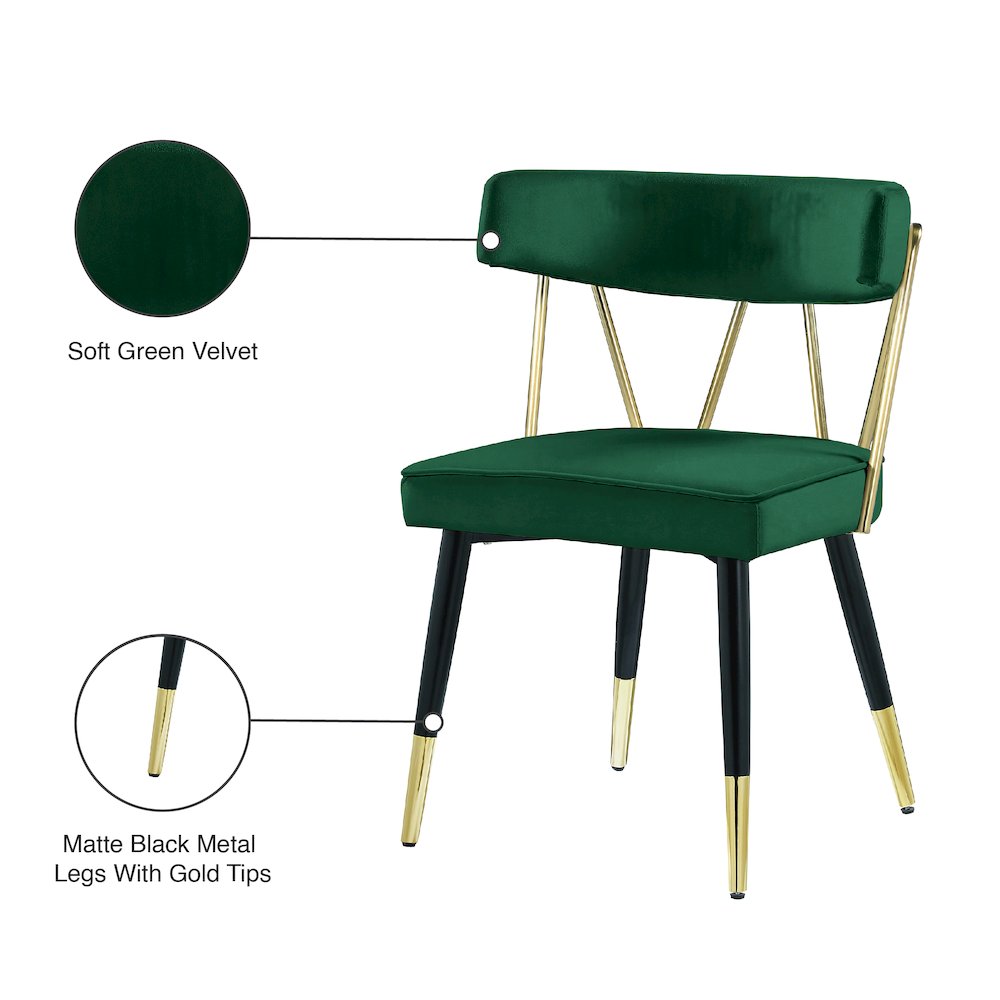 Rheingold Green Velvet Dining Chair, Set of 2