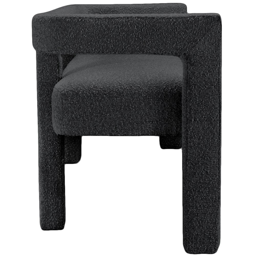 Athena Black Boucle Fabric Bench