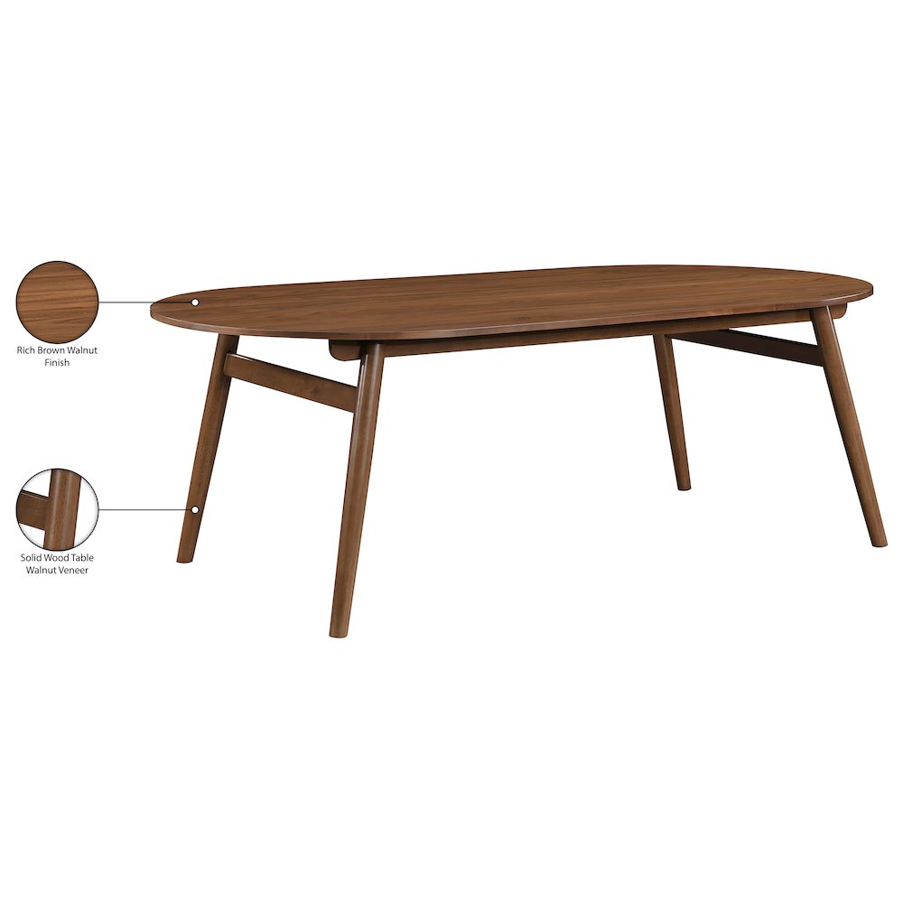 Leesa 86.75" Brown Solid Wood And Walnut Veneer Dining Table