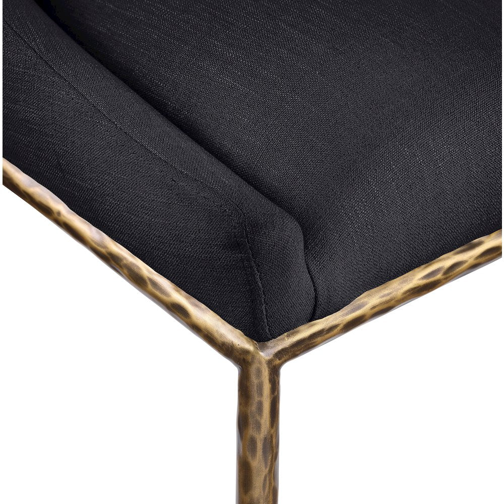 Ferro Black Linen Textured Performance Fabric Upholstered Dining Side Chair