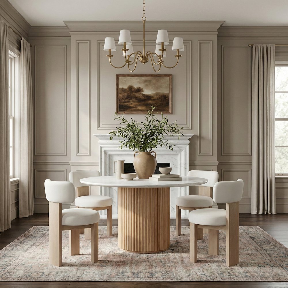 Atelier Cream Vegan Leather Upholstered Dining Chair, Set of 2