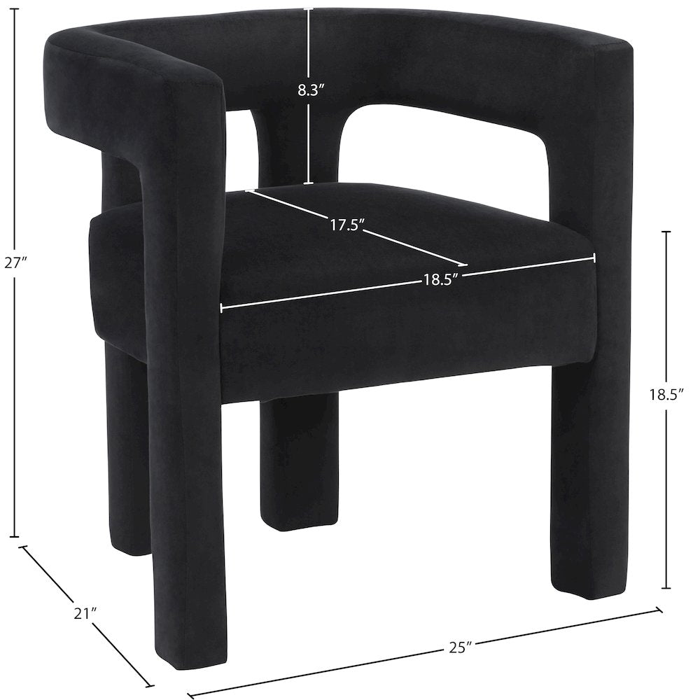 Athena Black Velvet Dining Chair