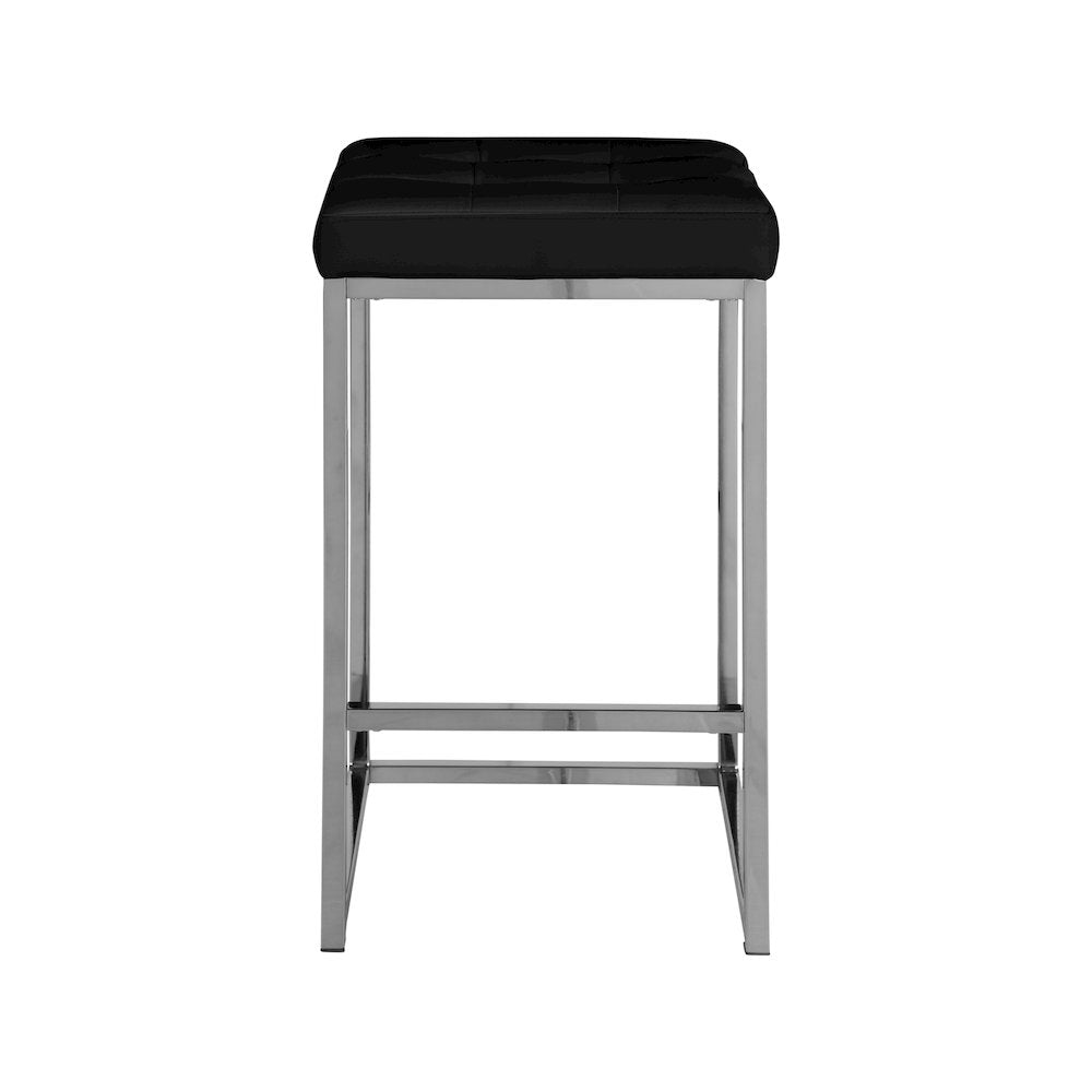 Nicola Black Vegan Leather Stool, Set of 2