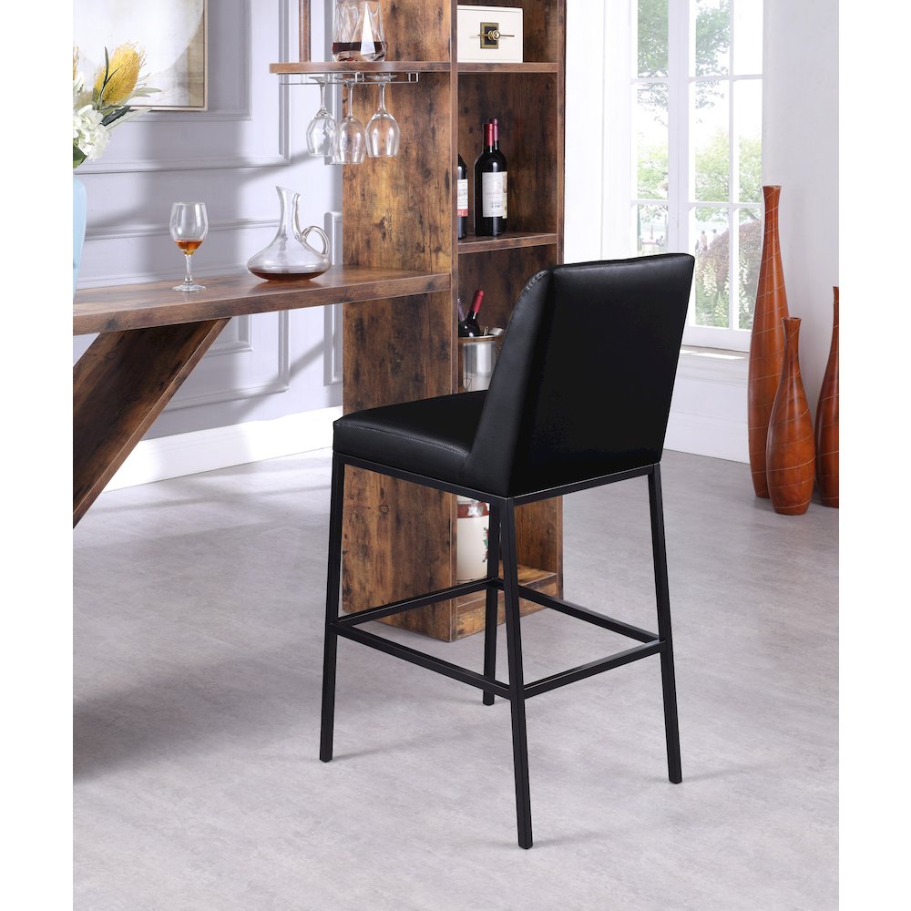 Bryce Black Vegan Leather Stool, Set of 2