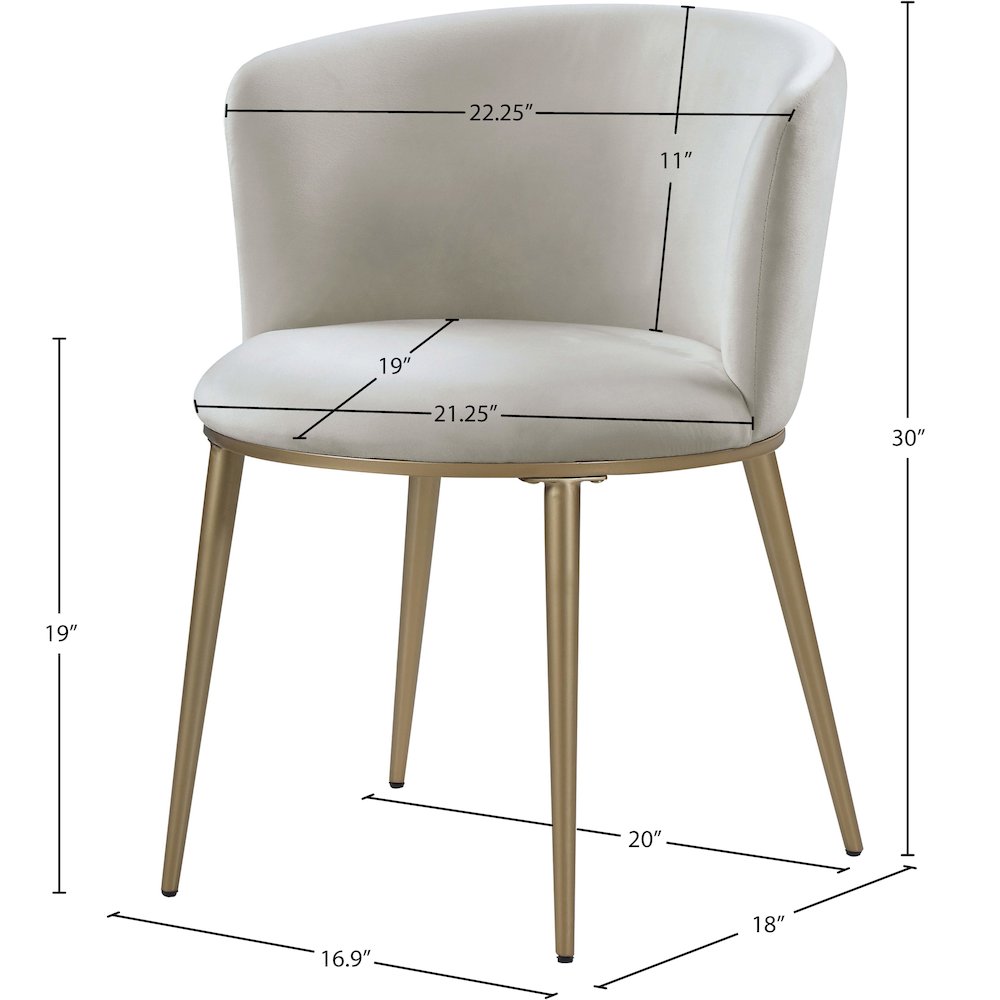 Skylar Cream Velvet Dining Chair, Set of 2