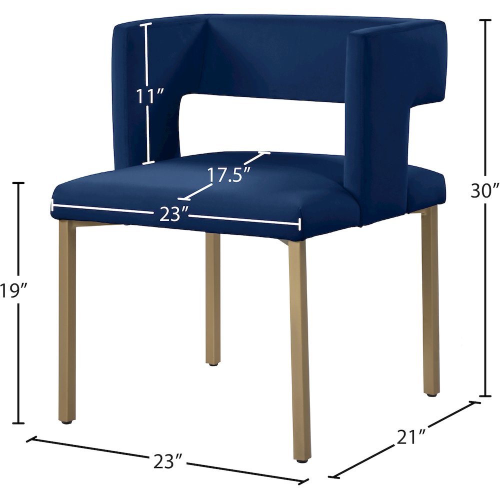 Caleb Navy Velvet Dining Chair, Set of 2
