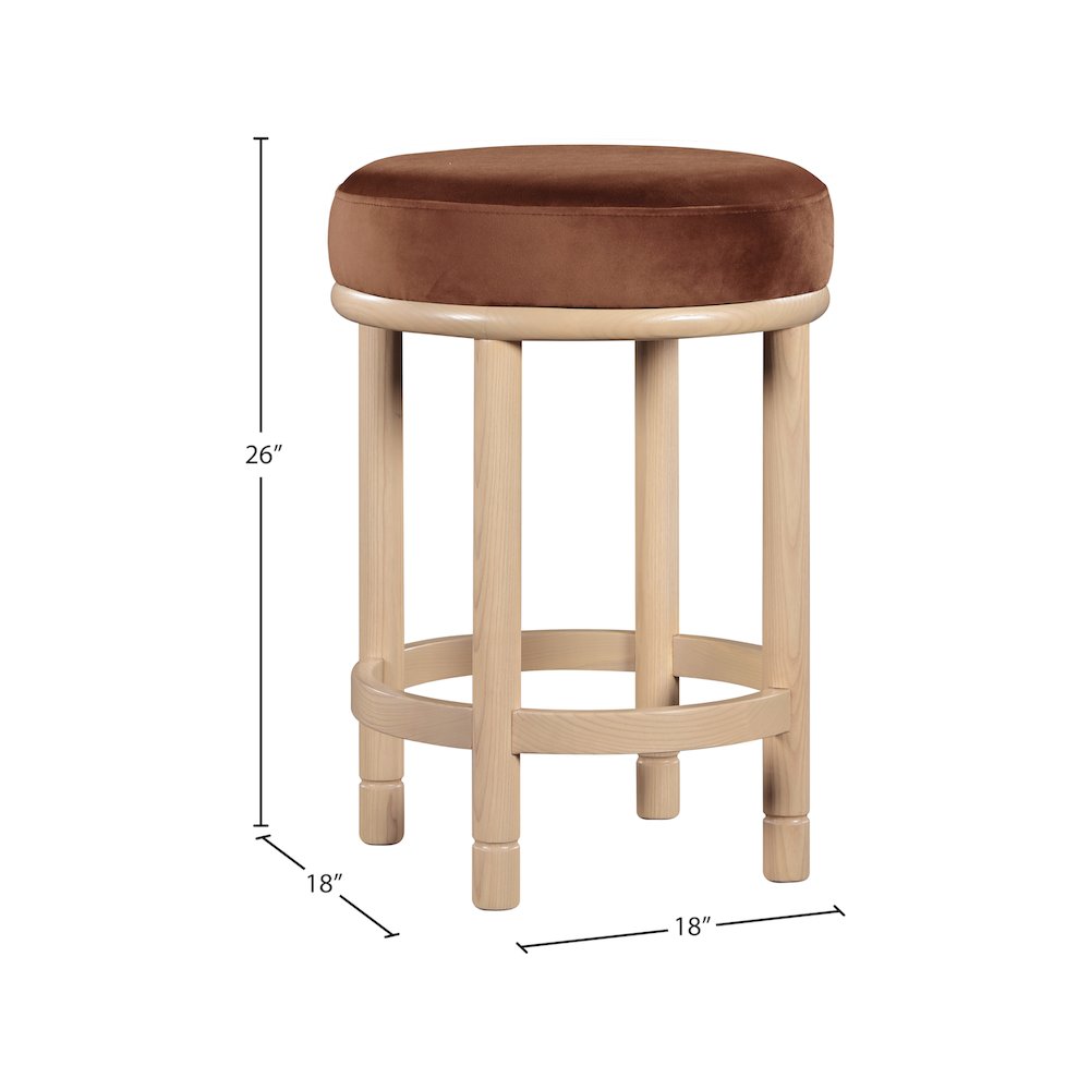 Monette Cognac Velvet Counter Stool