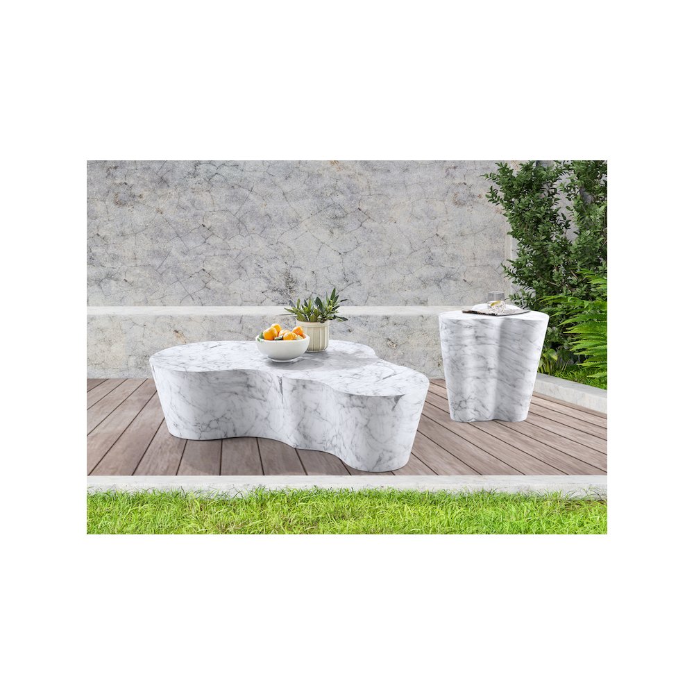 Monza White Marble Finish Concrete Coffee Table