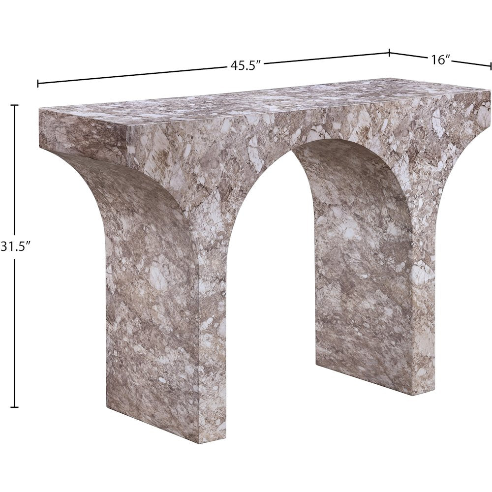 Pomezia Brown Marble Finish Console Table