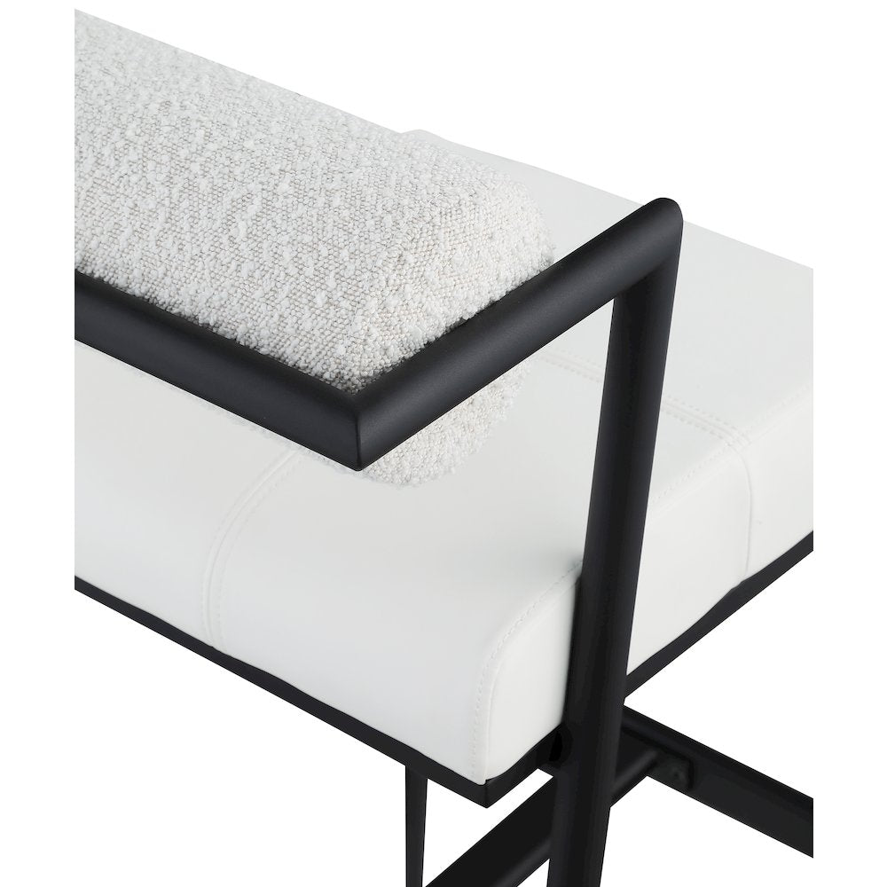 Stryker Cream Boucle Fabric and Vegan Leather Stool, Set of 2
