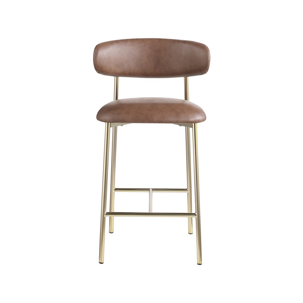 Lupita Brown Vegan Leather Counter Stool, Set of 2