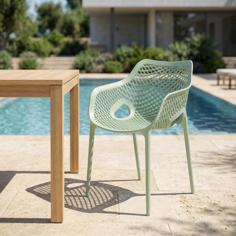 Contemporary Mint Outdoor Dining Chairs Set Of 4 With Uv-Resistant Finish