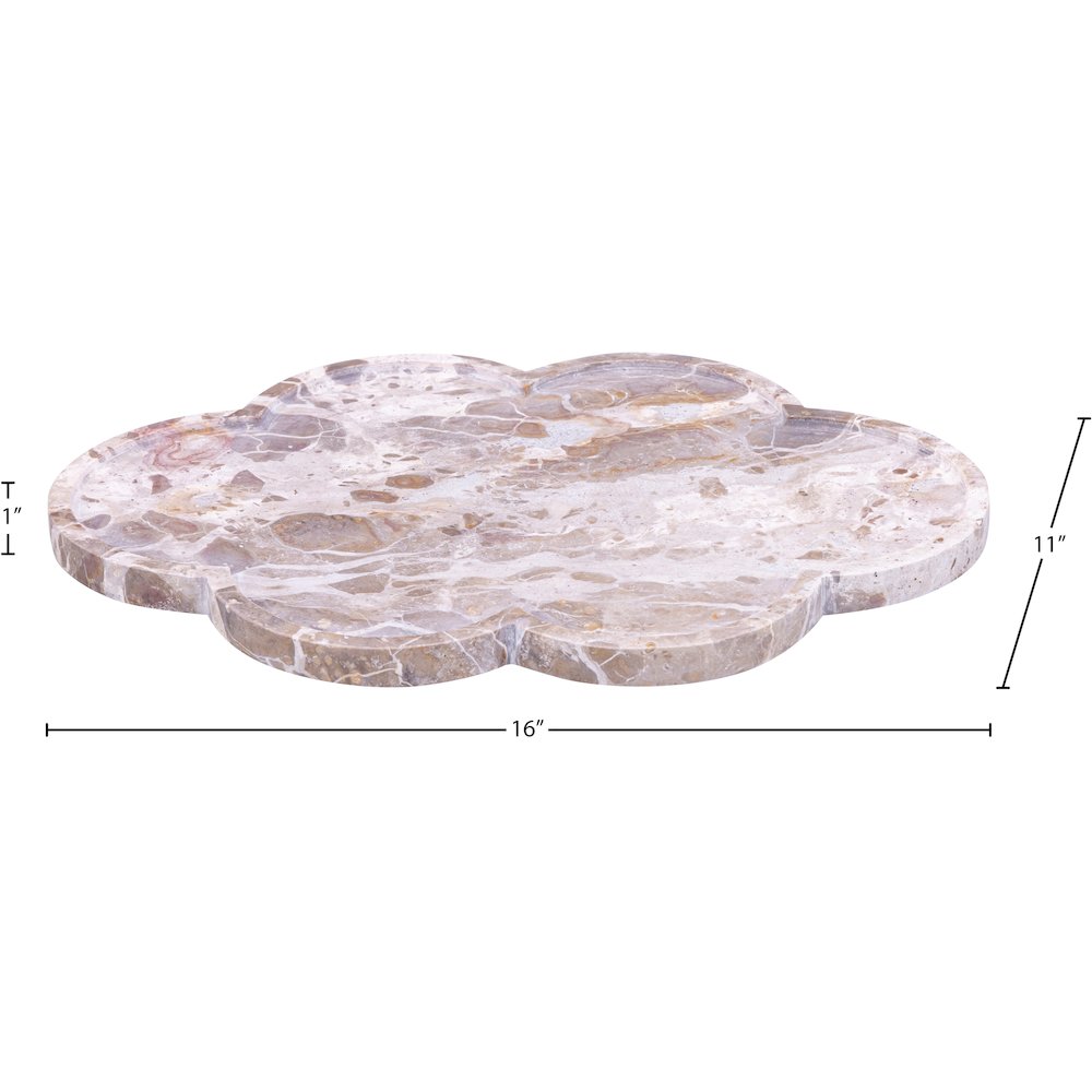 Rimini Beige Clover Shaped Marble Tray
