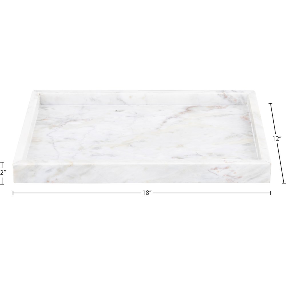 Barletta White Rectangular Marble Tray