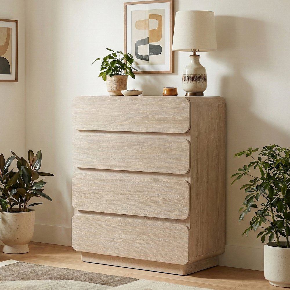 Adagio Natural Solid Wood And Oak Veneer Chest