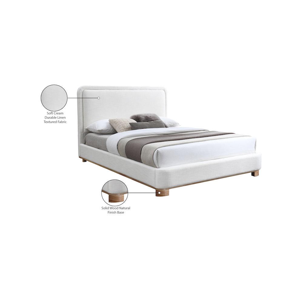 Nolita Cream Linen Textured Fabric King Bed
