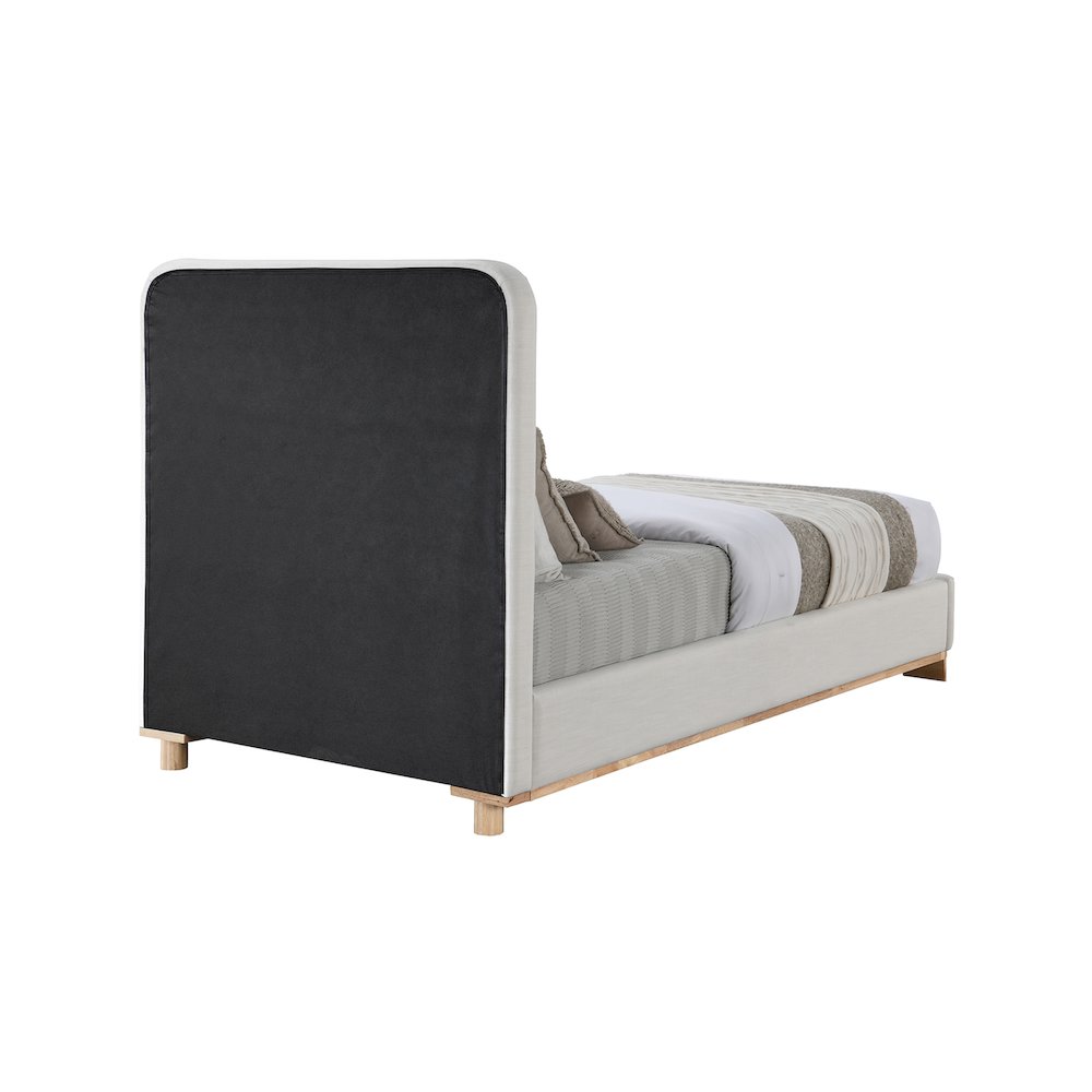 Nolita Cream Linen Textured Fabric Twin Bed