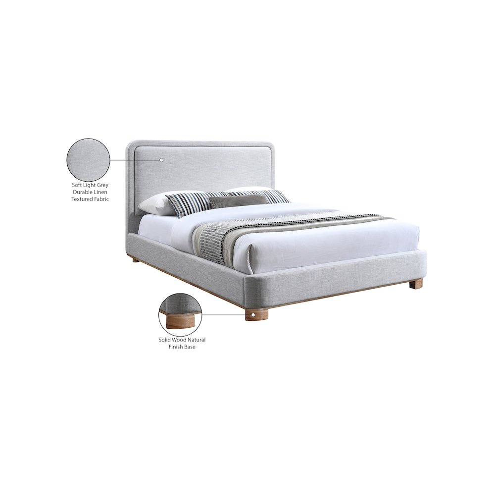 Nolita Grey Linen Textured Fabric Queen Bed