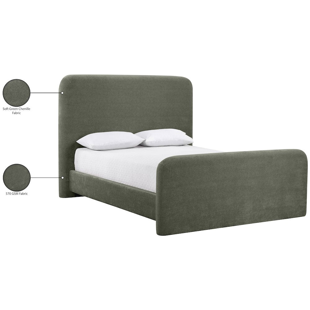 Fira Green Chenille Fabric Upholstered Full Bed