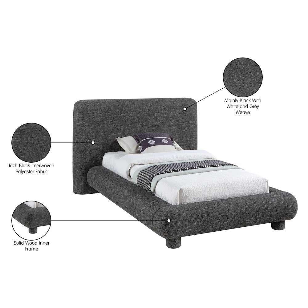 Blair Black Fabric Upholstered Twin Bed