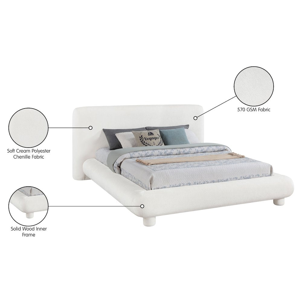 Blair Cream Chenille Fabric Upholstered Full Bed