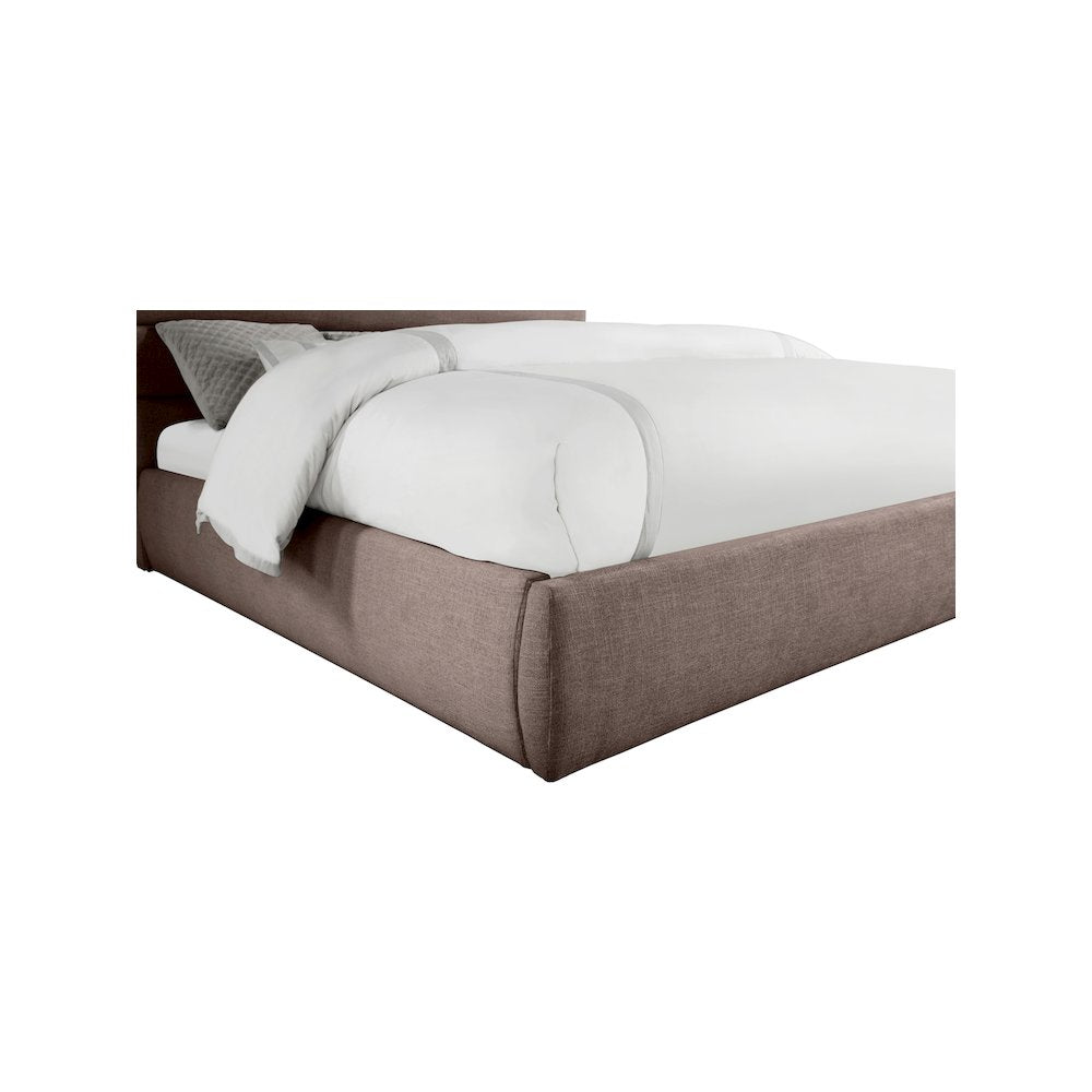 Adam Brown Linen Textured Fabric King Bed