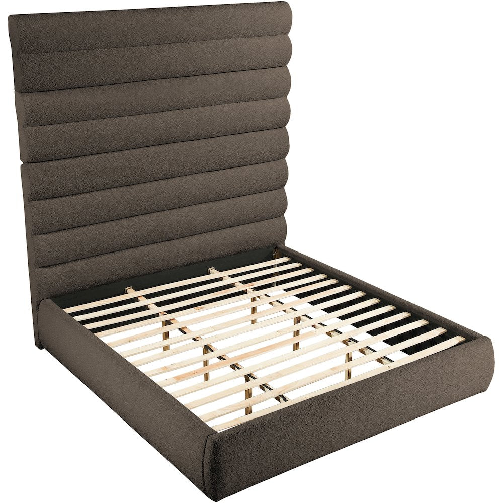 Adam Brown Boucle Fabric King Bed
