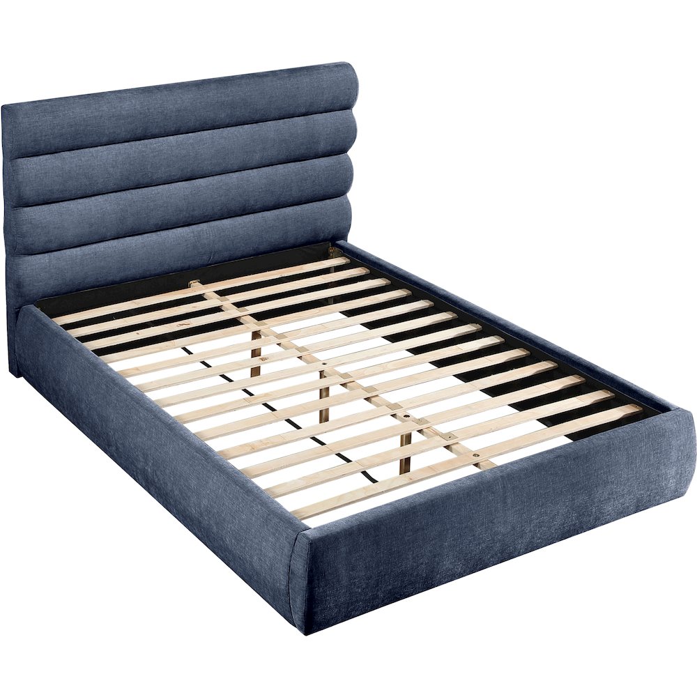 Adam Navy Chenille Fabric Queen Bed