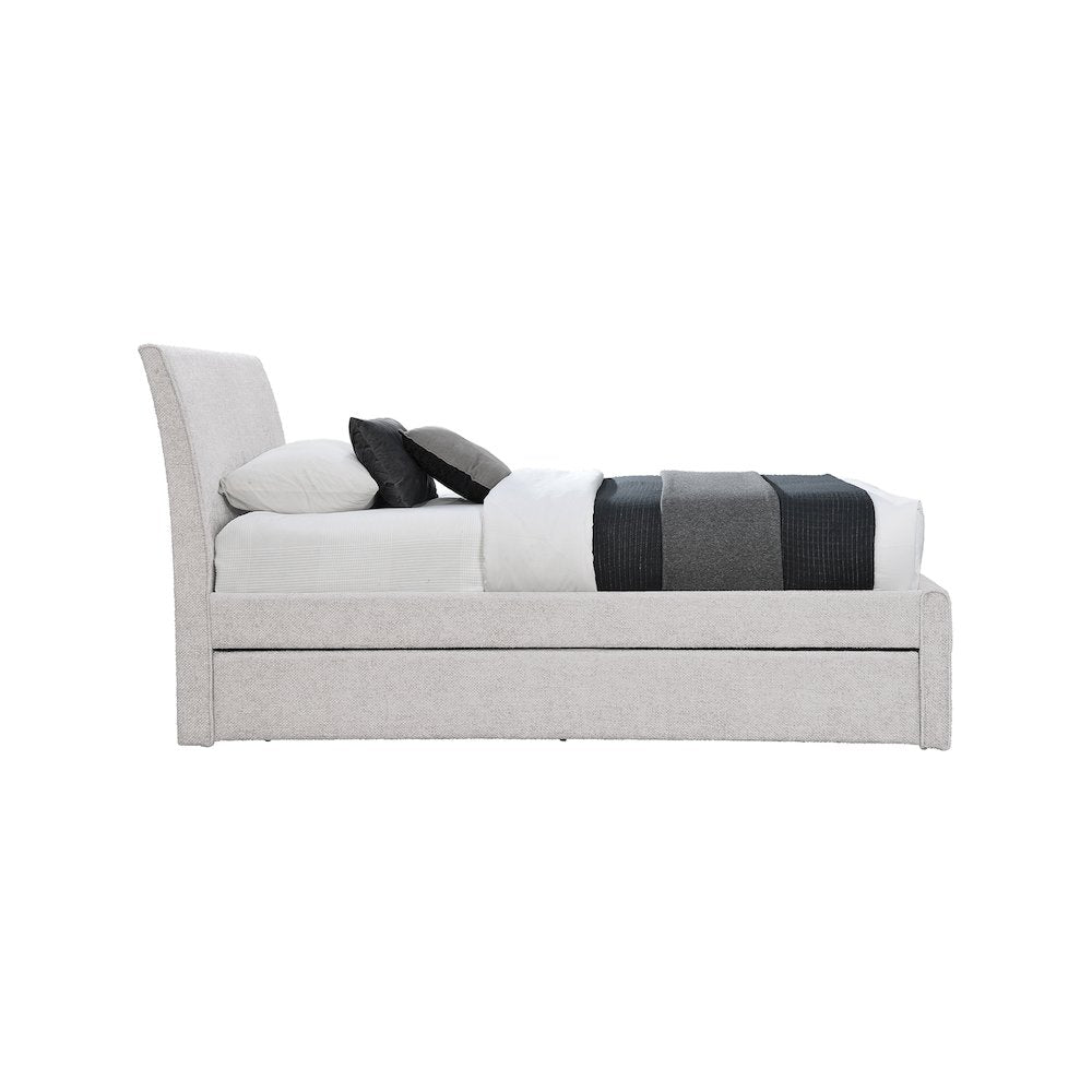 Myles Cream Chenille Fabric Twin Trundle Bed