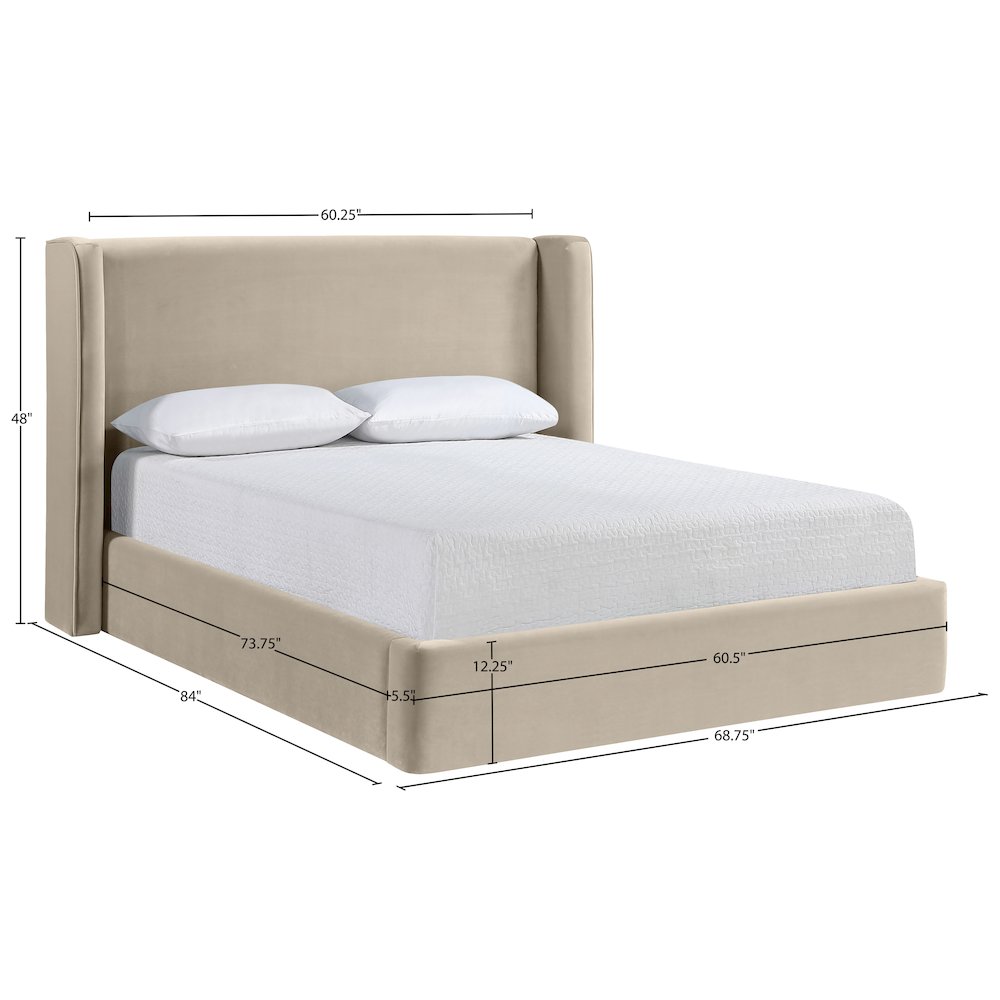 Kendall Cream Velvet Upholstered Full Bed