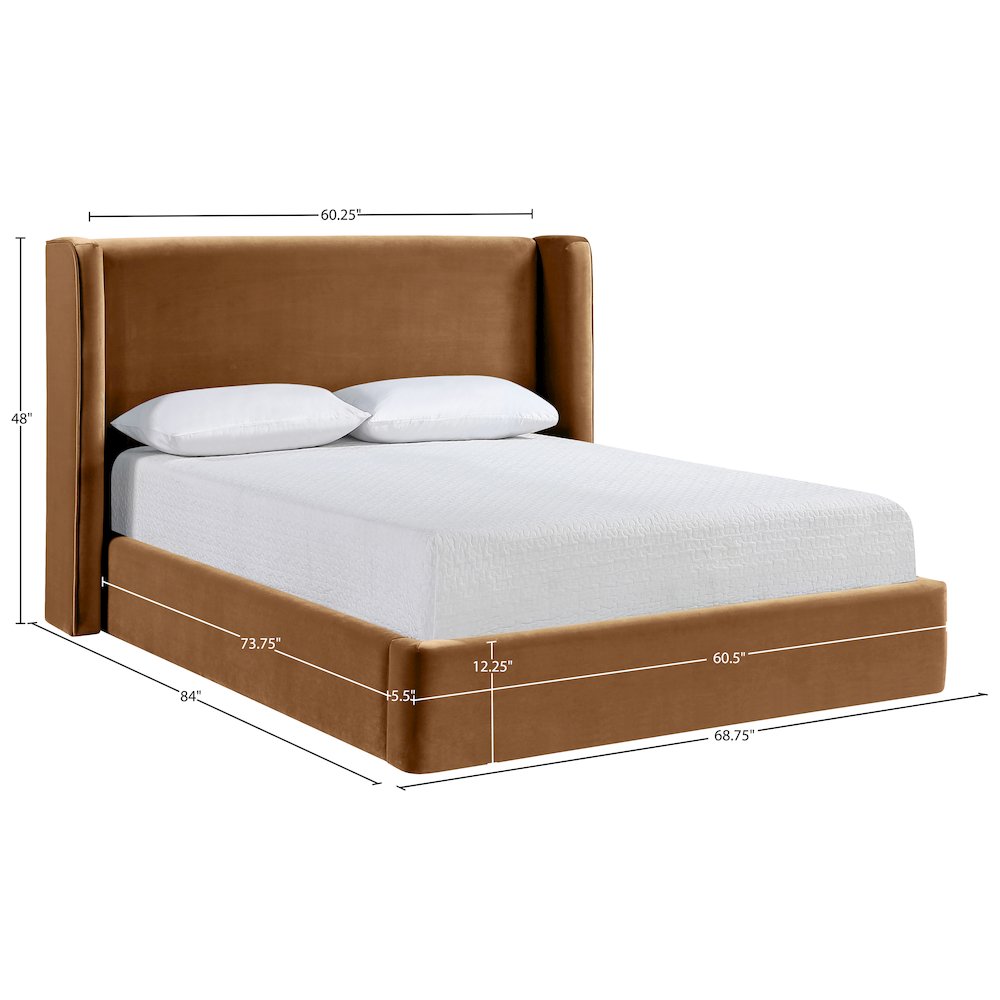 Kendall Saddle Velvet Upholstered Full Bed