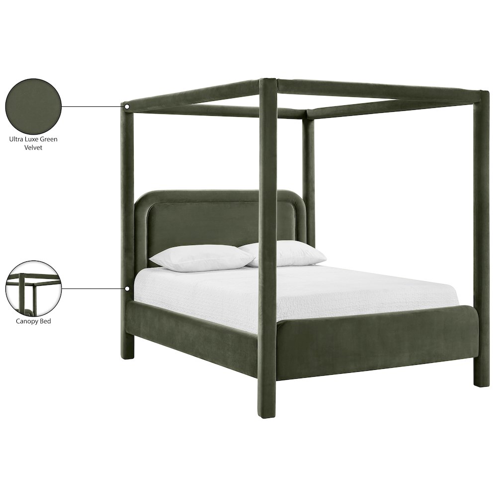 Salina Green Velvet Upholstered Queen Bed