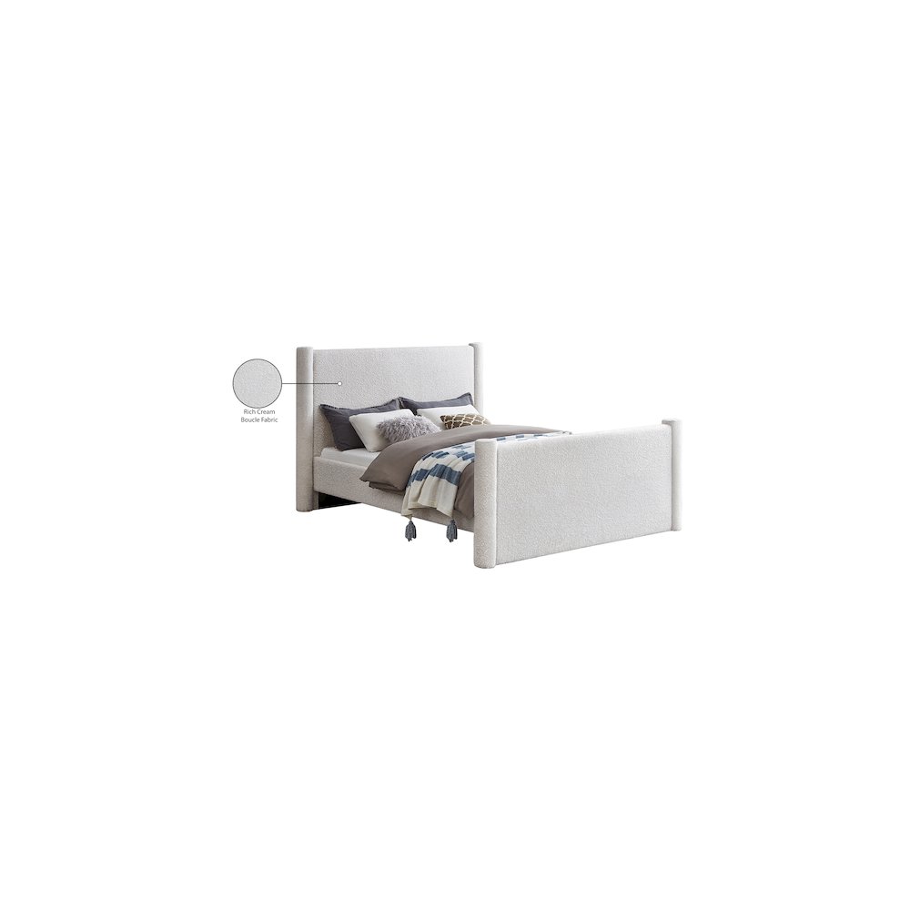 Elias Cream Boucle Fabric Full Bed