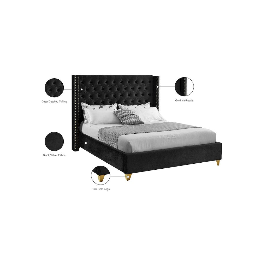 Barolo Black Velvet Full Bed