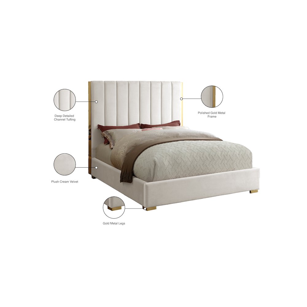 Becca Cream Velvet Queen Bed