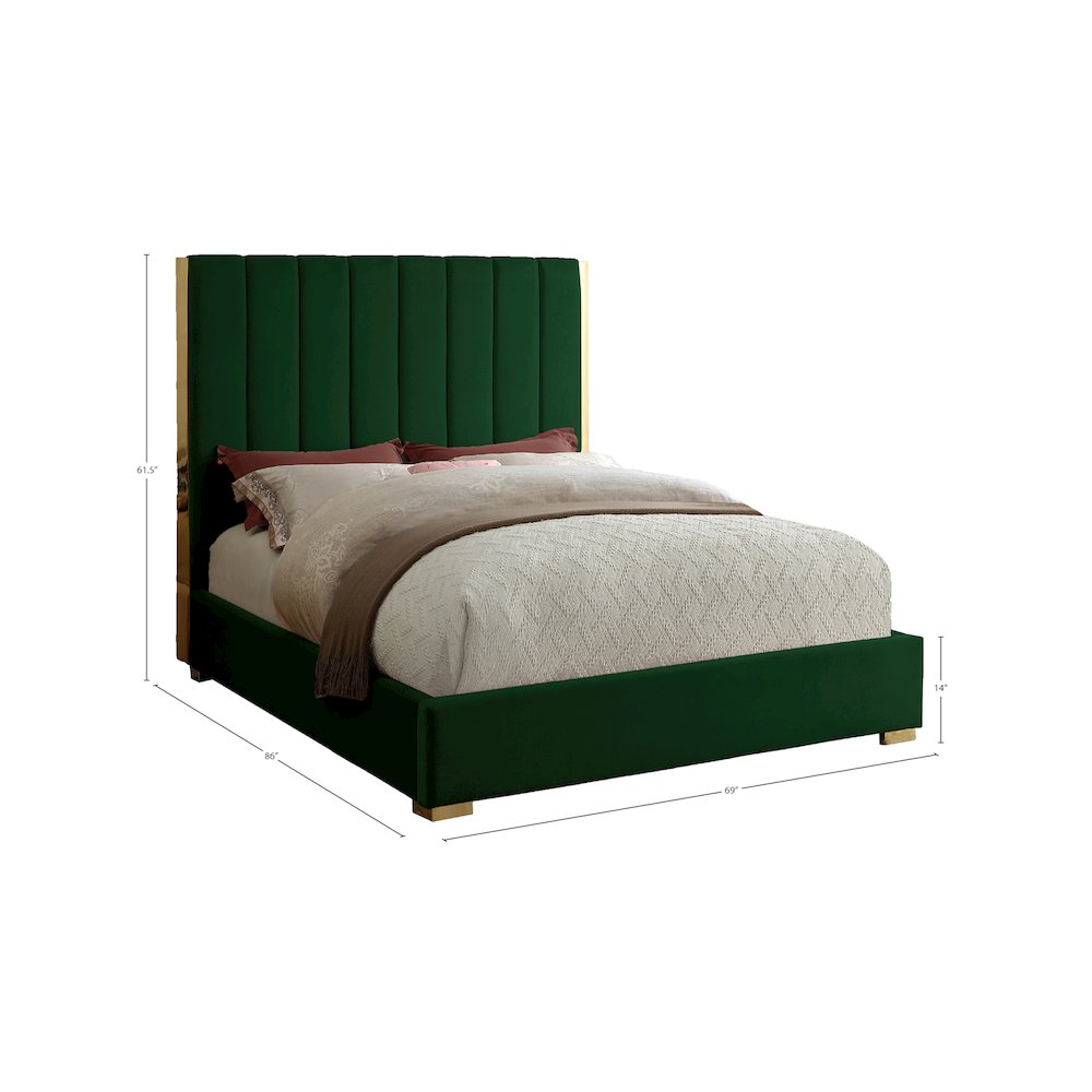 Becca Green Velvet Queen Bed