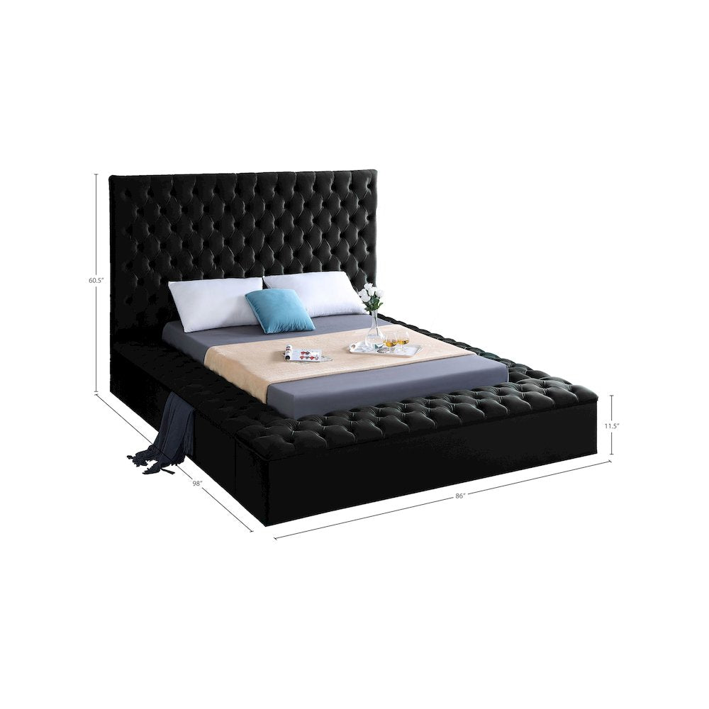 Bliss Black Velvet Queen Bed