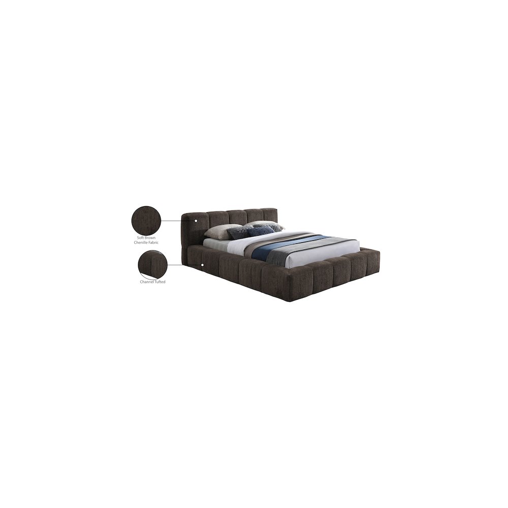 Carlin Brown Chenille Fabric Full Bed