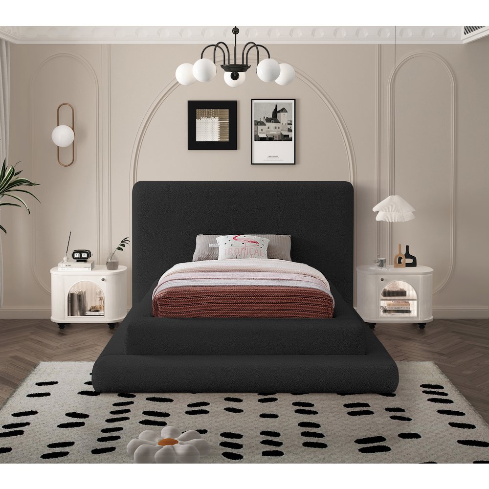 Dane Black Teddy Fabric Twin Bed