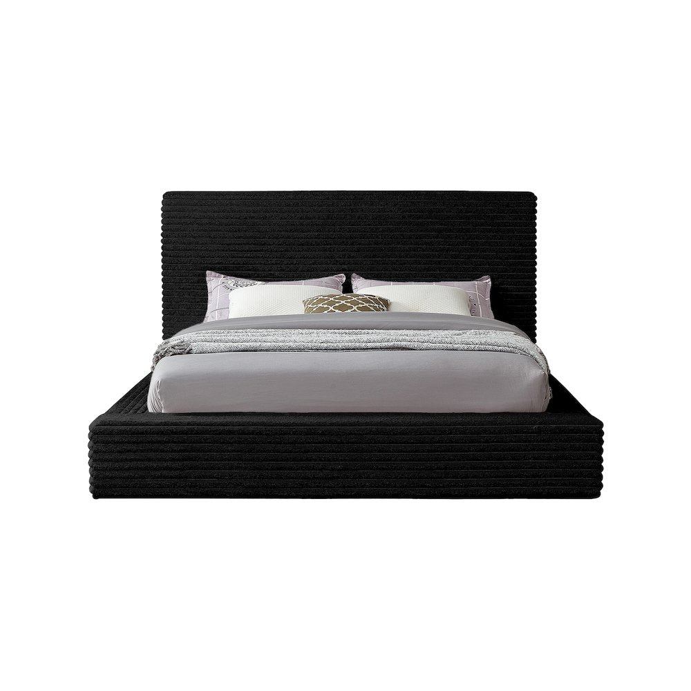 Dexter Black Corduroy Fabric Queen Bed