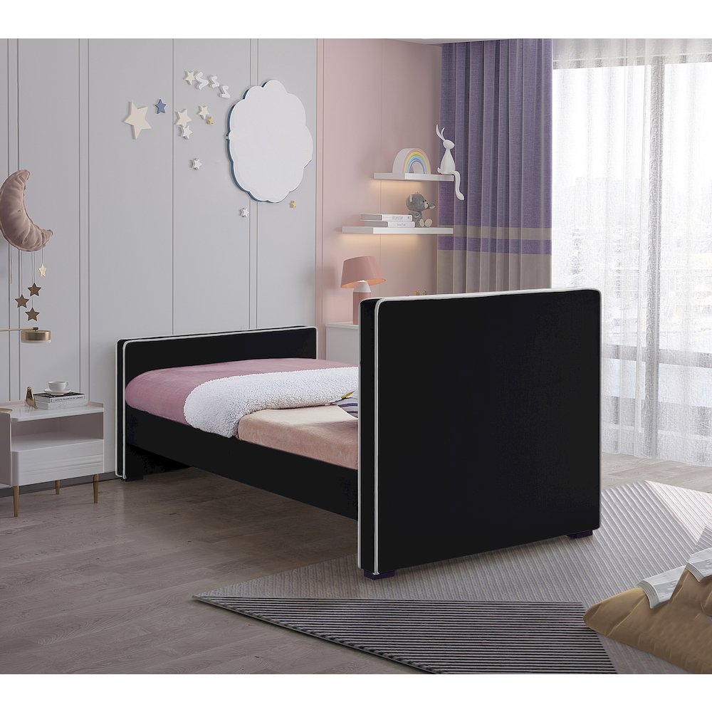 Dillard Black Velvet Twin Bed