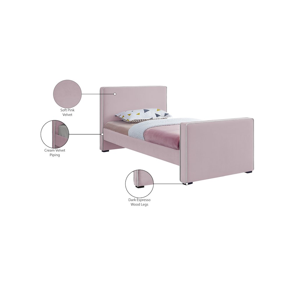 Dillard Pink Velvet Twin Bed