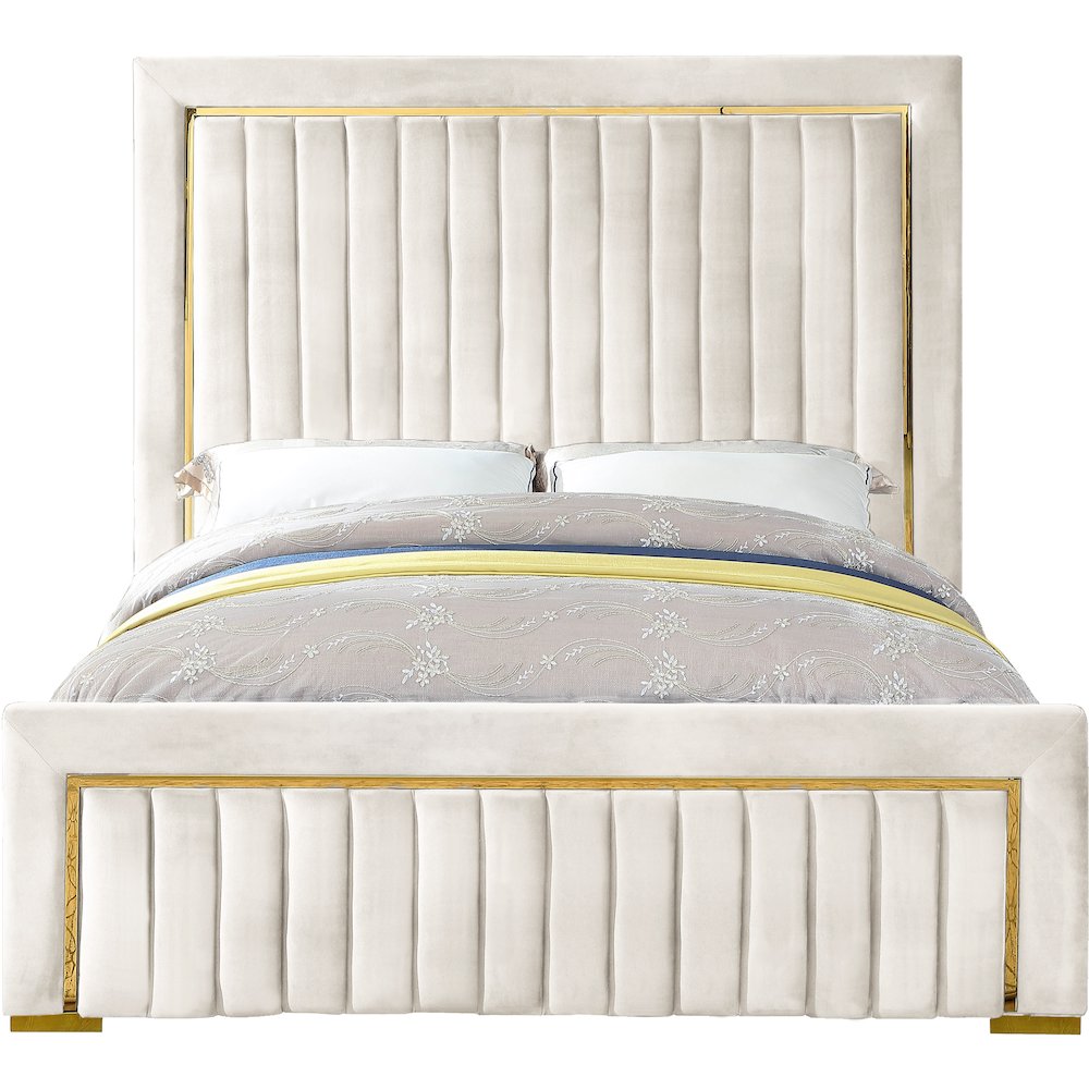 Dolce Cream Velvet Queen Bed