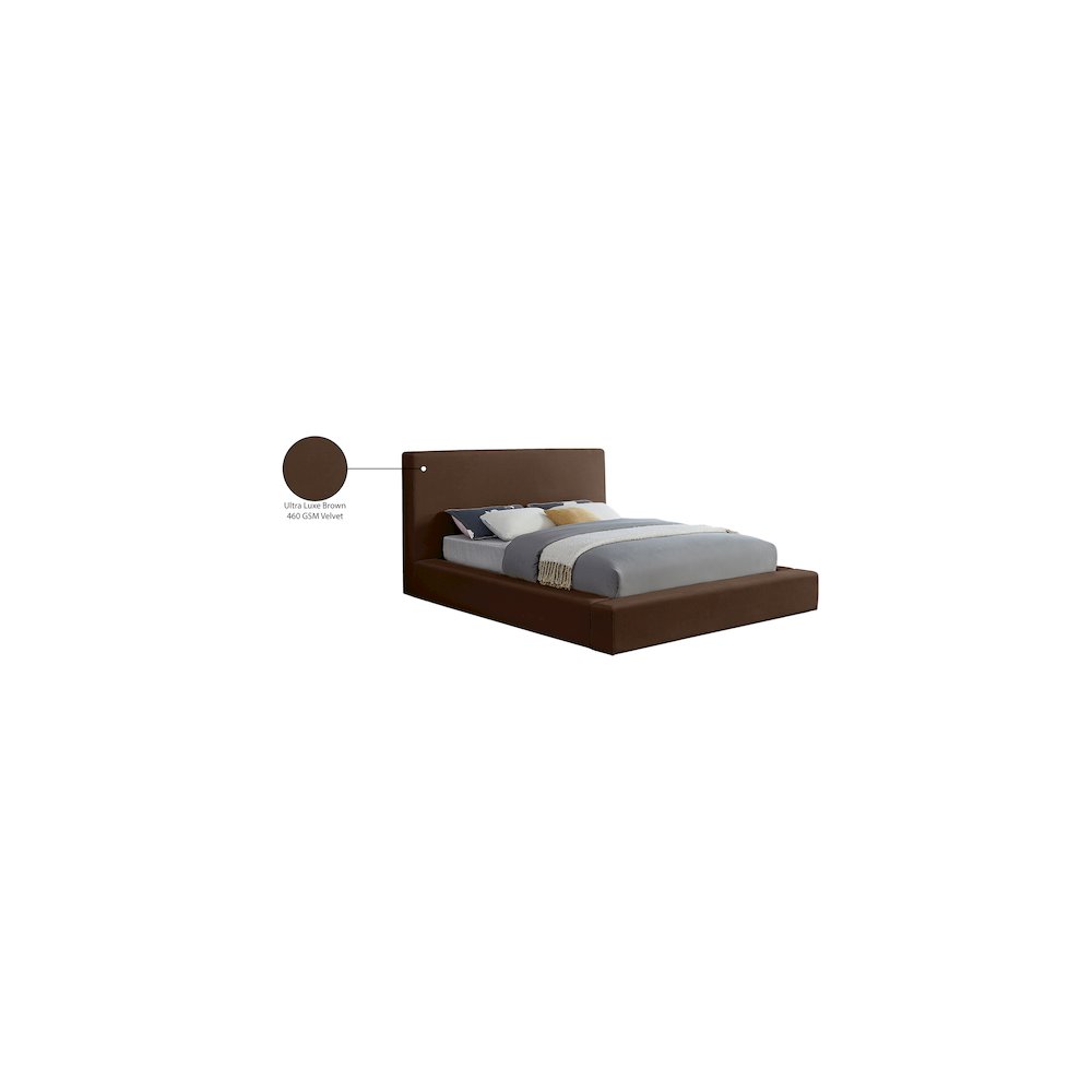 Dorian Brown Velvet Queen Bed