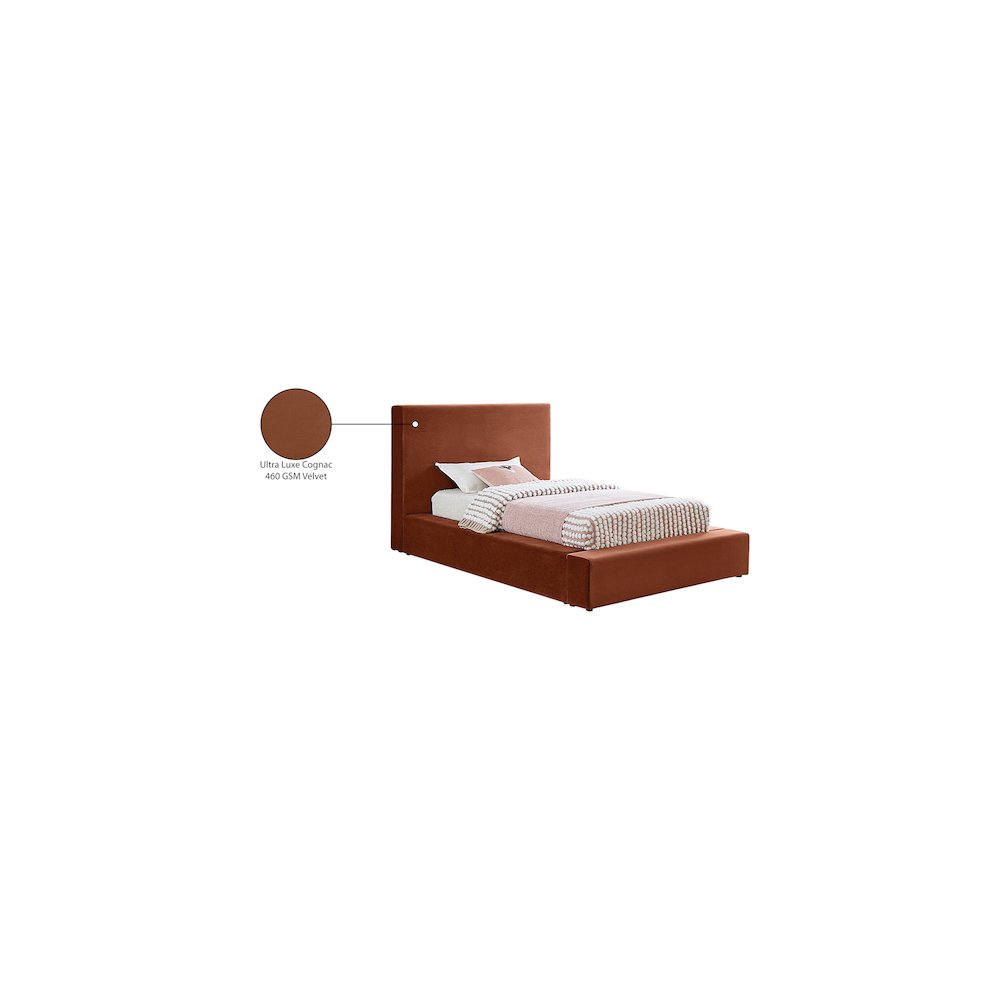 Dorian Cognac Velvet Twin Bed